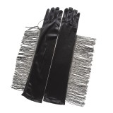 Manusi negre cu franjuri