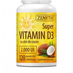 Super Vitamina D3 cu Ulei de Cocos 2000UI 120 capsule Zenyth