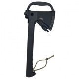 Cumpara ieftin Topor Multifunctional Survivor Otel Inoxidabil + Teaca, Cutit, Amnar, Fluier, Snur, 35.5cm, Negru, Camping, Drumetii, Gradinarit