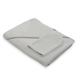 Cumpara ieftin Set prosop cu gluga si manusa baie, New Baby, Dimensiune mare 100 x 100 cm, Basic, Gray