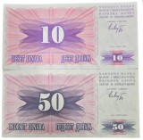 BOSNIA HERTEGOVINA SET / LOT 10 + 50 DINARI 1992, P-10a + P-12a , UNC , necirculate