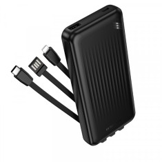 Baterie Externa Borofone BJ79 Clever, 10000mAh, 10W, 1 x Lightning - 1 x USB-A - 1 x USB-C, Neagra