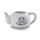 Cumpara ieftin Ghiveci flori ceramica alba neagra Ceainic Giardino 31 x 19 x 13 cm