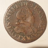 Moneda Franța Double Tournois 1614 X, Ludovic XIII, Amiens - Monedă Străină Rară
