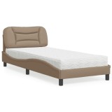 VidaXL Pat cu saltea, cappuccino, 90x190 cm piele ecologică