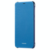 Pachet Folie Sticla + Husa Originala Huawei P Smart Flip Cover Blue, Albastru