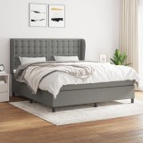 Cumpara ieftin Pat box spring cu saltea, gri &icirc;nchis, 180x200 cm, textil