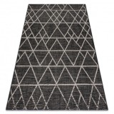 Covor sisal Floorlux 20508 negru si argint Triunghiuri, 60x110 cm, Dreptunghi