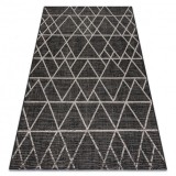 Covor sisal Floorlux 20508 negru si argint Triunghiuri, 200x290 cm