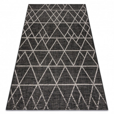 Covor sisal Floorlux 20508 negru si argint Triunghiuri, 120x170 cm foto