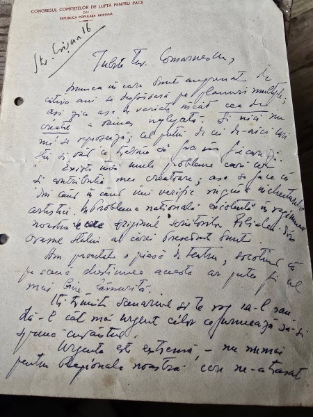 Scrisoare a lui Gherghinescu Vania