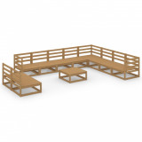 VidaXL Set mobilier de grădină, 11 piese, maro miere, lemn masiv pin