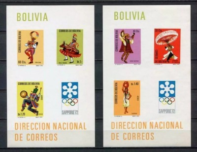 Bolivia 1972 - Jocurile Olimpice, dansuri populare, serie blocuri neuzate foto