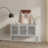 Comoda cu 3 usi Sund 120x40x80cm otel gri [en.casa] HausGarden Leisure, [en.casa]