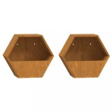 Jardiniere de perete, 2 buc., ruginiu, 30x10x25 cm, otel corten