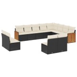 Cumpara ieftin Set canapele de gradina, 12 piese, cu perne, negru, poliratan