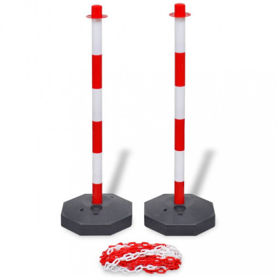 Set stalp semnalizare trafic, cu lant din plastic, 10 m foto