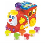 Jucarie interactiva Hola - Locomotiva cu forme, lumini si sunete, Resigilat, Grad A