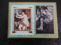 Bloc timbre pictura Renoir stampilat Manama timbre arta timbre picturi foto