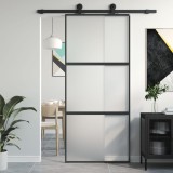 VidaXL Ușă glisantă, negru, 90x205 cm, sticlă securizată și aluminiu