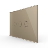 Cumpara ieftin Panou &icirc;ntrerupator triplu touch Livolo din sticla auriu, standard italian