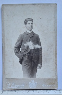 Cabinet card W. Oppelt &amp;ndash; București cca. 1900 &amp;ndash; portret bărbat foto