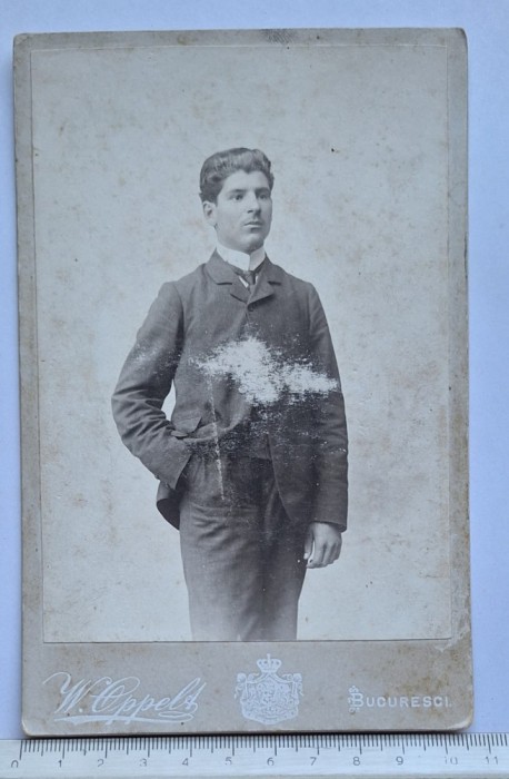 Cabinet card W. Oppelt &ndash; București cca. 1900 &ndash; portret bărbat