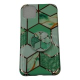 Husa protectie pentru apple iphone 11 soft imd tpu marble geometric verde suport inclus, Flippy