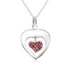 Colier - lanț, contur inimă, model inimă, zirconii roz, argint 925