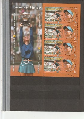 ROMANIA 2018 LP 2209 b LP 2209 a SIMONA HALEP UN CAMPION DE MARCA MINICOALA + COLITA MNH NESTAMPILATE foto