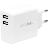 ALIMENTATOR retea 220V LOGILINK, universal, 2 x USB-A, maxim 2.4A, 12W, suport OCP/OVP/OHP/SCP, alb, &quot;PA0210W&quot; (timbru verde 0.18 lei)