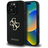 Husa pentru Apple iPhone 16 Pro, Guess, Grained Big 4G Logo Small Classic Logo, Neagra