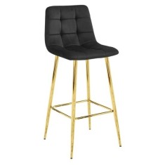 Scaun de bucatarie/bar, Artool, Arceto, catifea, metal, negru si auriu, 43.5x49x102 cm