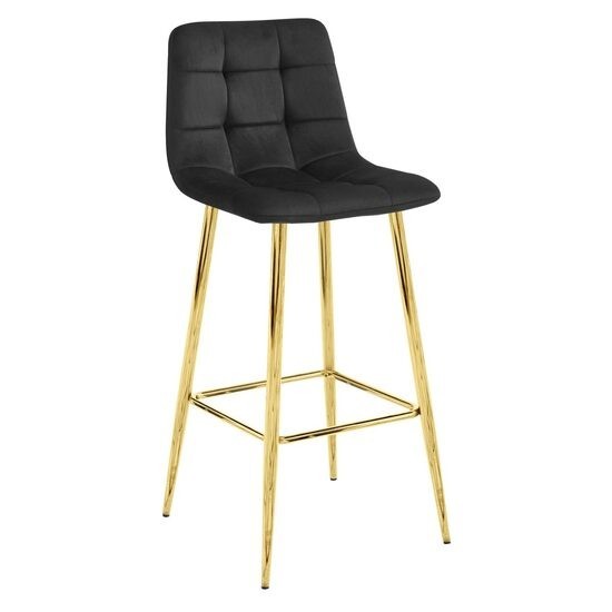Scaun de bucatarie/bar, Artool, Arceto, catifea, metal, negru si auriu, 43.5x49x102 cm GartenVIP DiyLine