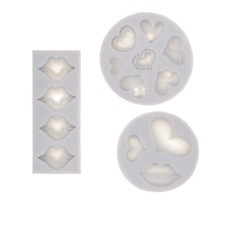 Set 3 forme pentru prajituri in forma de inima, 1 x 12.8 x 4.8 cm, 1 x 10 cm, 1 x 8.5 cm, silicon