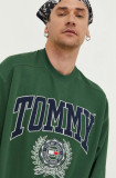 Cumpara ieftin Tommy Jeans hanorac de bumbac barbati, culoarea verde, cu imprimeu