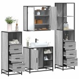 VidaXL Set de mobilier de baie 4 piese Lemn stratificat gri Sonoma