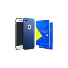 Husa MSVII Albastra + Folie Protectie Sticla Pentru Apple Iphone 7 Plus,Iphone 8 Plus