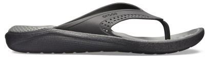 Slapi Crocs LiteRide Flip Negru - Black/Slate Grey foto