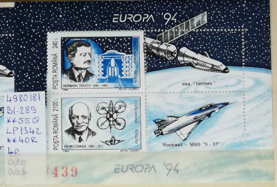 1994 Europa CEPT Bl.289 LP1342 MNH Pret 2,7+1 Lei foto