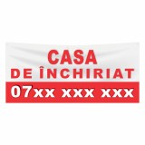 Banner Casa de Inchiriat Personalizat cu Capse, Exterior, Poliplan, Imprimare Latex, Rezistent UV, Grafica Optionala