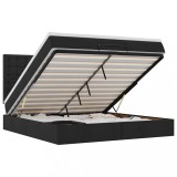 vidaXL Cadru de pat otoman cu saltea țesătură neagră 160x200cm 3314185