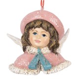 Cumpara ieftin Set 2 ornamente brad Craciun Fetita polirasina multicolora 8x7x7 cm