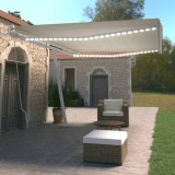 Copertina retractabila manual cu LED, crem, 500x350 cm GartenMobel Dekor, vidaXL