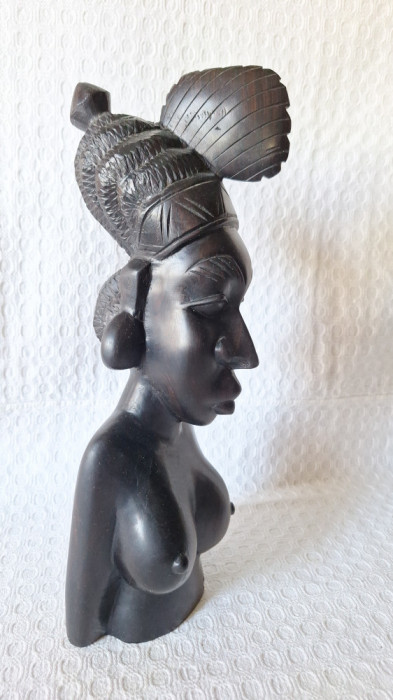 Statueta veche din lemn arta africana, statueta sculptata abanos