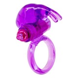 Inele vibratoare - Iepurasul Inel Vibrator pentru Penis cu Urechiuse Stimulatoare pentru Clitoris - Violet