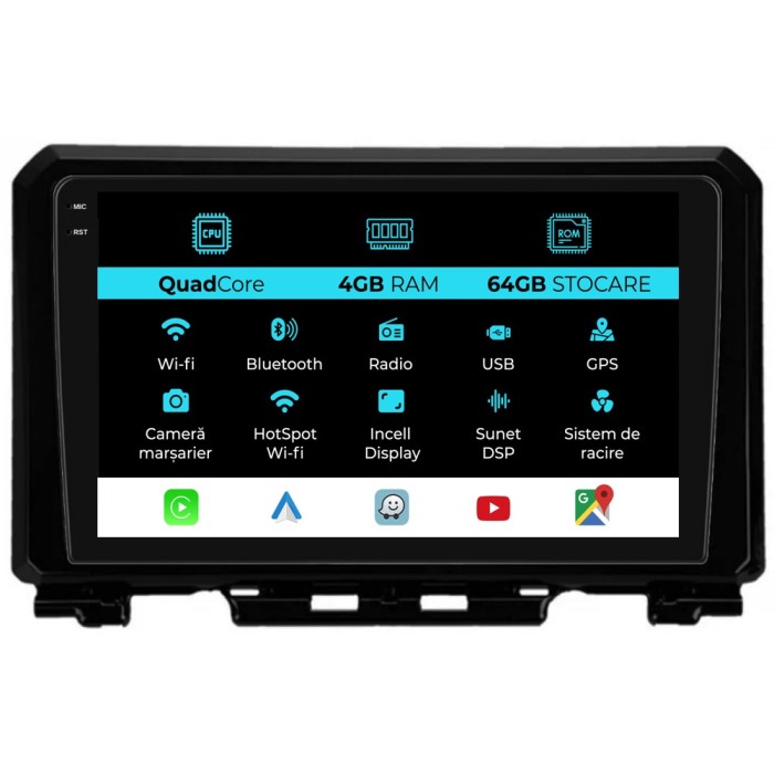 Navigatie Dedicata Suzuki Jimny (2018-2023),QuadCore, 9Inch, 4Gb Ram, 64Gb Stocare, Carplay