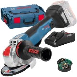 Bosch GWX 18V-10 PSC X-LOCK + GAL 18V-40 - Polizor unghiular fara acumulatori Li-Ion 18 V - Ah 125 mm valiza speciala accesorii + Incarcator acumulato