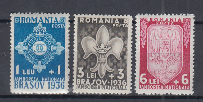 ROMANIA 1936 LP 115 JAMBOREEA NATIONALA BRASOV SERIE MNH