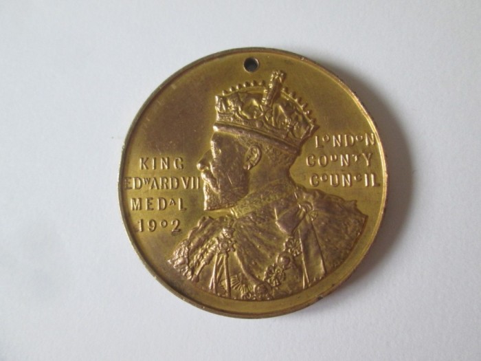 Marea Britanie medalia de punctualitate a scolii din Londra 1902 regele Edward VII,diametrul:39 mm